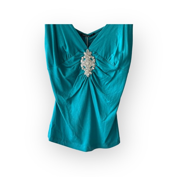 Y2K: new Nally & Millie ᪣ Jewel Tone Sequin Embellished Cami Tank Top ᪣ Teal M - Picture 4 of 16